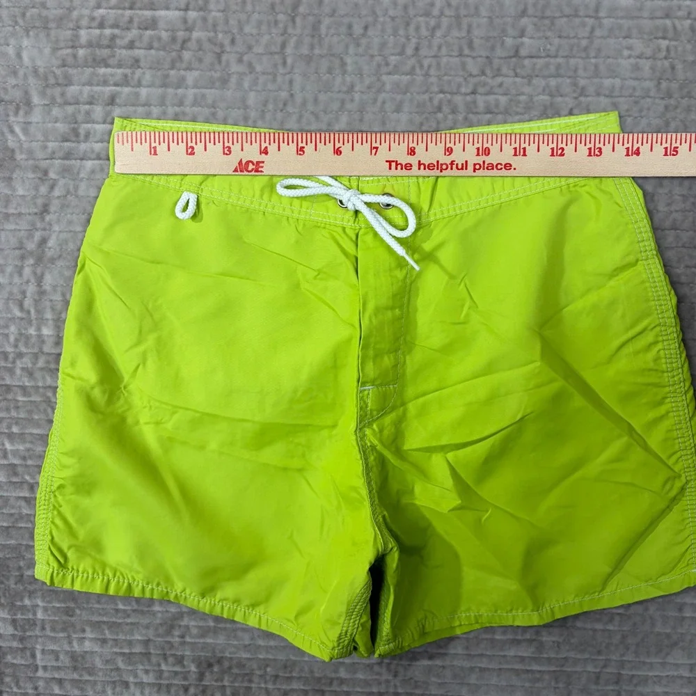 Sundek Mens Lime Green Board Shorts Size 29 Blue Rainbow Stripe Swim Trunks USA